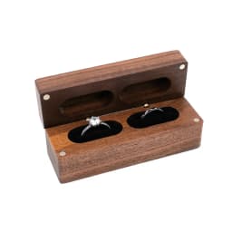 Wood Double Ring Box Free Engraving Name Wedding Ring Engagement Bearer Box Custom Proposal Modern Rustic Wedding Wide Ring Box