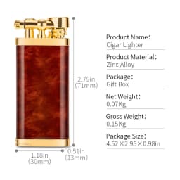 CIGARLOONG-Portable Pipe Lighter, Tobacco Pipe Tool with Gift Box, Classic Travel, Vintage Alloy Bottom Inflatable, CL-115