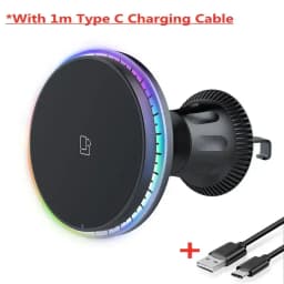 Auto Fast Magnetic Wireless Charger LED Air Outlet Phone Holder For iPhone 17 16 15 14 13 12 Pro Max Car Quick Charging Station