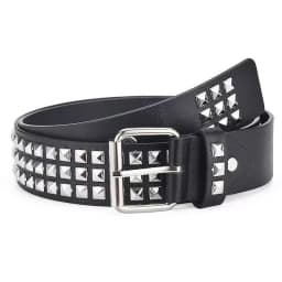 Punk Style Rivet Belt Set, Equipped with Stainless Steel Square Buckle, PU Panel Material, Male and Female Pyramid Rivet Belts