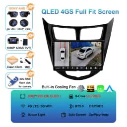Android 16 Car Radio for Hyundai Solaris Verna Accent 1 2010 - 2016 Multimedia Video Player 2 Din DVD Head Unit Carplay GPS FM