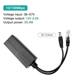 Standard POE Splitter 48V to 5V 12V 1.2A 2A Micro USB Type-C 100M/1000M POE Camera Injector Power Supply
