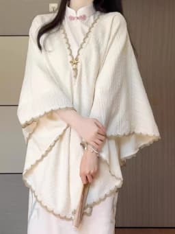 New 2026 Spring Matcha Tofu Improved New Chinese Style Flower Sleeve Long Skirt Elegant Long Qipao for Young Girls