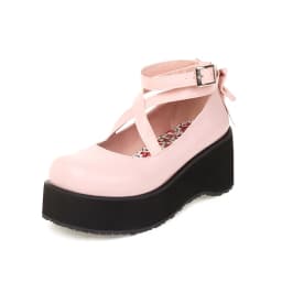 Ultra-Thick Foam Soles Cross-Strap Loafers Oversized Breathable Solid Color Pumps 2022 New PU Material Height-Enhancing Shoes