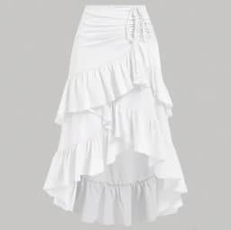 Irregular Ruffles Tiered Skirt Sweet Spicy Wind Layered Ruffle Edge Tied Skirt for Summer Holiday Sexy Elegant Women Beach Dress