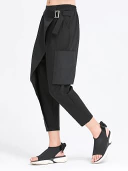 [EAM] High Elastic Waist Black Irregular Split Harem Trousers New Loose Fit Pants Women Fashion Tide Spring Summer 2026 1Y487