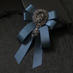 Retro Handmade Ribbon Bow Tie Brooch Rhinestones Crystal Necktie Men's Suit Shirt Collar Pin Luxulry Webbing Jewelry Accessories