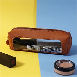 Customized letter pu leather pen case, pvc storage bag, portable transparent large-capacity stationery bag