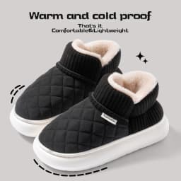 Winter Warm Snow Boots Unisex Thick Platform 4.0CM Quilted Plush Lined Non-Slip Indoor Outdoor Casual Cotton Shoes