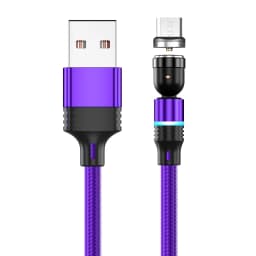 AUFU 3 in 1 540 Rotate Magnetic Type C Cable Micro USB Magnet Fast Charging Cable With LED For iPhone Xiaomi Huawei Samsung POCO