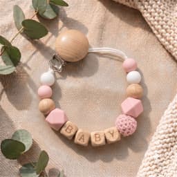 2026 Personalized Baby Pacifier Clip Custom Name Wooden Dummy Chain Silicone Teether Holder BPA Free Baby Shower Gift