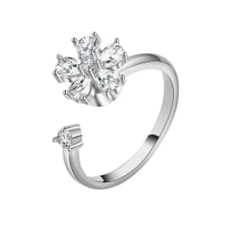SMJEL Flower Shiny Rhinestone Rotatable Fidget Spinner Ring for Women Anti Anxiety Butterfly Animal Design Anti Stress Accessory
