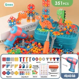 211-351Pieces Children Tool Set Electric Drill Screw Nut Puzzle Toys Pretend Play Dinosaur Drilling Assembly Educational Toy Boy