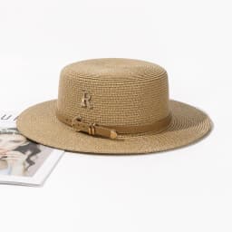 Rhinestone women's summer beach sunshade hat Braided straw sunblock hat French belt vintage top hat