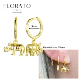 925 Sterling Silver ear needles Animal Butterfly/Elephant/Shell Pendant Hoop Earrings For Women Fashion Jewelry Accessories