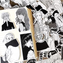 40pcs Black And White Comic Hand Account Stickers Girl Phone Case Photo Album DIY Decoration Material Package Book Diy