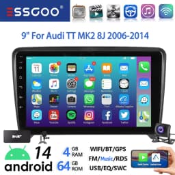 9" Android 14 Car Stereo Radio Multimedia Video Player For Audi TT MK2 8J 2006-14 Carplay Android Auto GPS Navigation BT FM Wifi