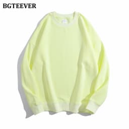 BGTEEVER Casual O-neck Loose Women Pullovers Spring Autumn Long Sleeve Basic Cotton Sweatshirts for Women