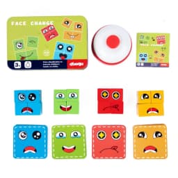 Wooden Face Changing Cube Toys Building Blocks for Cartoon Puzzle Montessori Jigsaw Educational Board Game Family Toys