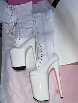 Sexy model 23cm heels available in custom colors, club pole dancing boots with 9-inch, thigh-high boots