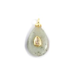 1 Piece Cubic Zirconia & Natural Stone Geometric Charms Round 18K Gold Plated Pendants For DIY Necklace Bracelet Jewelry Making