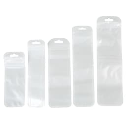 30pcs Long Thin Ziplock Bags Self Sealing Pouch With Hole Plastic Sachet Zip Zipper Lock Bags Necklace Display Jewelry Packaging