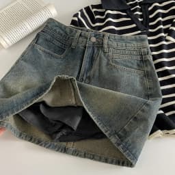 2024 New Retro Dark A Word Denim Short Skirt High Wiast Denim Mini Skirt Women Sexy Tight Bag Hip Skirts Korean Fashion Clothing
