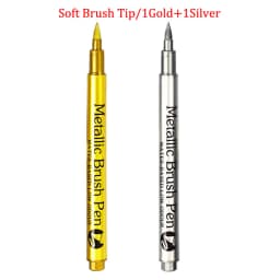 Brush Metallic Craftwork Pen Silver/Gold Permanent Acrylic Paint Pens Markers for Rock Painting 1-5MM Soft/Hard Nib Art Supplies