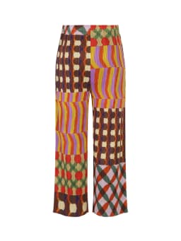 Miyake Pleated Harmony Geometric Printed Straight Pants