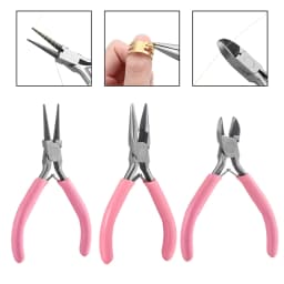 3pcs/Set Portable Jewelry Making Pliers Tool Needle Round Nose Pliers Diagonal Plier for DIY Jewelry Hardware Making Repair Tool