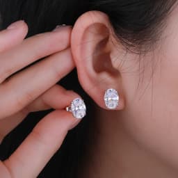 NKHOG 1-4CT Oval Moissanite Stud Earrings S925 Silver Sparkling Diamond Ear Studs For Women Men Wedding 18K Plated Jewelry GRA