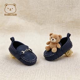 0-18 Months Baby Loafers with Metal Chain Decoration, Slip-On Soft-Soled Toddler Shoes for Boys and Girls