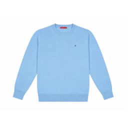 CH Men's Crew Neck Sweater Slim Fit Long Sleeve Knit Pullover with Red Embroidery Business Casual Top