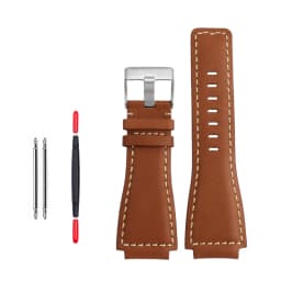 35-24mm convex cowhide band For Bell Ross B&R BR-01 BR-03 Men Genuine leather watchband silicone rubber waterproof watch strap