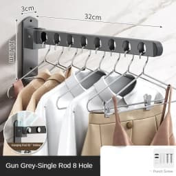 Wall Mounted Wall-Mounted Clothes Hanger New Closet Durable Couple Stainless Steel Folding Retractable Hook Home