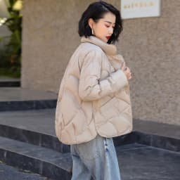 Women's Winter Short Down Jacket Stand Collar Plaid Solid White Duck Down Coat Lady Puffer Jackets max mara пуховик JK-229