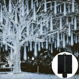 Solar Meteor Shower Lights 30CM8Tubes-50CM8Tubes Warm White Blue Colorful LED String IP54 Waterproof 8 Modes Garden Christmas