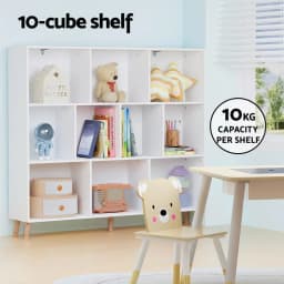 3 Tier 10 Cube White Storage Bookshelf Bookcase Open Display Shelf Organizer for Home Office Living Room Bedroom Furniture