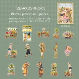 JIANWU Vintage Life Flower Character Landscape Material Collage Scrapbooking PET Sticker Creative DIY Journal Stationery