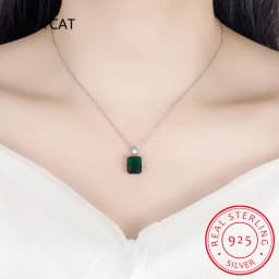 9ct Created Red Ruby 925 Sterling Silver Pendant Necklace for women Engagement Party Jewelry 45CM Link Chain New Arrival