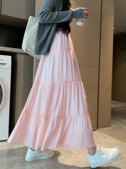 Elegant White Ruffled Long Skirts for Women High Waist A Line Maxi Skirt Woman Spring Summer Casual Loose Korean Umbrella Skirt