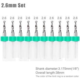 XCAN 10pcs 0.1-3.175mm PCB Drill Bit 3.175 Shank Micro Carbide Drill Bit Set For Printed Circuit Board Wood Modeling