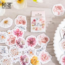 46pcs Gardenia Blossom Mini Paper Diary Stickers Pack for DIY Scrapbooking Decoration Labels Floral Theme