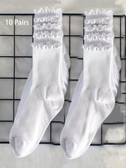 5/6/10 Pairs Women's Mid Socks Solid Color Breathable Comfortable In Autumn Winter Absorbing High-Quality Casual Socks Sports