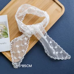 1Pc Sweet Flower Lace Neck Strap Dressing Decoration Korean Style Hair Band Neckerchief Transparent Long Ribbon Head Scarf