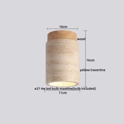 IWHD Wood Canopy LED Ceiling Light Fixture Nordic Modern Simple Ellipse Natural Yellow Travertine Ceiling Lamp Lamparas De Techo