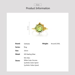 SANTUZZA Real 925 Sterling Silver Ring For Women Sparkling Synthetic Green Spinel Gorgeous Wedding Party Gifts Fine Jewelry