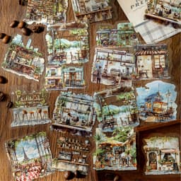 6style 30pcs retro coffee themed PET material decorative sticker DIY handmade material scrapbook diary album decorative sticker