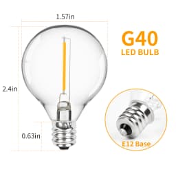 25Pcs G40 String Light Bulb Replace 120V/220V Tungsten/LED Bulbs E12 Base Socket Holder Bulb For Home Garden Decoration