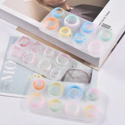 Resin Ring Molds Silicone,4 Style Silicone Molds for Epoxy Resin 8 Sizes for Making Rings,Earrings,Pendants,Crafts